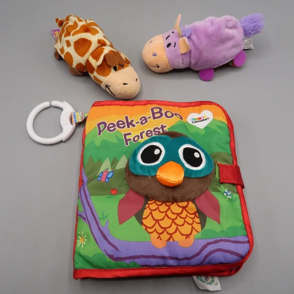 Lamaze Peek-A-Boo Forest Clip On Baby Teething Crinkle Soft Book & 2 Flipazoo